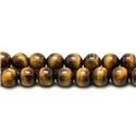 Fil 39cm 190pc env - Perles de Pierre - Oeil de Tigre Boules 2mm 