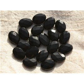 Thread 39cm approx 28pc - Stone Beads - Faceted Oval Black Onyx 14x10mm 