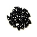 Fil 39cm 32pc env - Perles de Pierre - Onyx noir Gouttes Facettées 12x8mm 