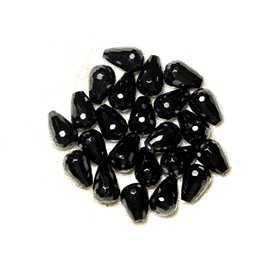 Thread 39cm 32pc approx - Stone Beads - Black Onyx Faceted Drops 12x8mm 