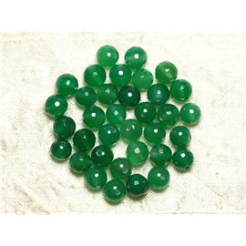 Hilo 39cm aprox 48pc - Cuentas de piedra - Bolas facetadas de ónix verde 8mm 