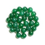 Fil 39cm 37pc env - Perles de Pierre - Onyx Vert Boules 10mm 