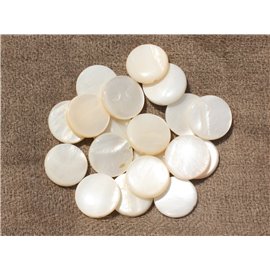 Rijg ongeveer 39 cm 25st - Natuurlijke witte parelmoer kralen Ronde paletten 15 mm 