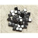 Fil 39cm 46pc env - Perles de Pierre - Hématite Cubes 8x6mm 