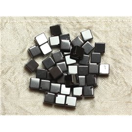 Hilo 39cm 46pc aprox - Cuentas de Piedra - Cubos de Hematita 8x6mm 