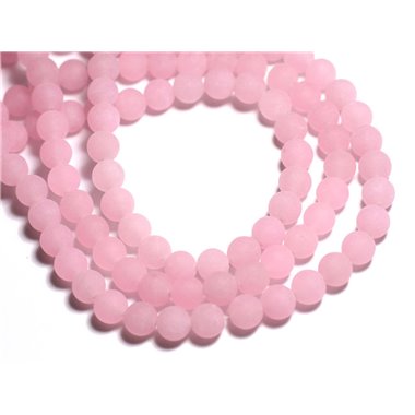 Fil 39cm 48pc env - Perles de Pierre - Jade Boules 8mm Rose clair Mat givré 