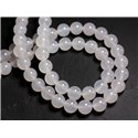 Fil 39cm 46pc env - Perles de Pierre - Agate blanche Boules 8mm 