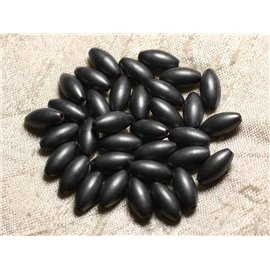 Hilo 39cm 31pc aprox - Cuentas de Piedra - Aceitunas Hematites Mate 12x6mm 