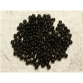 Thread 39cm approx 190pc - Stone Beads - Smoked black obsidian 2mm balls 