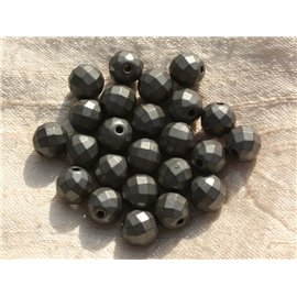 Hilo 39cm 46pc aprox - Cuentas de Piedra - Bolas Facetadas Hematites Mate 8mm 