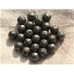 Fil 39cm 46pc env - Perles de Pierre - Hématite Mat Boules facettées 8mm 