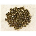 Fil 39cm 63pc env - Perles de Pierre - Hématite dorée Boules Facettées 6mm