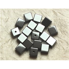 Hilo 39cm 37pc aprox - Cuentas de piedra - Cubos de hematita 10mm 