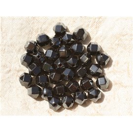 Thread 39cm 46pc approx - Stone Beads - Hematite Faceted Balls Cubes 8mm 