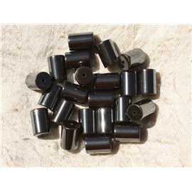 Thread 39cm 31pc approx - Stone Beads - Hematite Tubes 12x8mm 