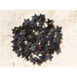 Filo 39 cm circa 58 pz - Perline di pietra - Stelle di ematite 8 mm 