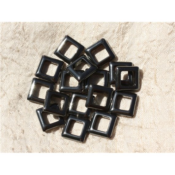 Fil 39cm 21pc env - Perles de Pierre - Hématite Losanges Cadres 18x13mm 