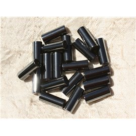 Thread 39cm 22pc approx - Stone Beads - Hematite Tubes 16x6mm 