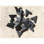 Fil 39cm 37pc env - Perles de Pierre - Hématite Lettre V Triangle 17mm 