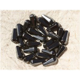 Thread 39cm 23pc approx - Stone Beads - Hematite Faceted drops 16x8mm 