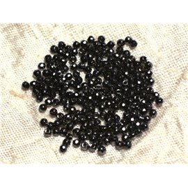 Fil 39cm 185pc environ - Perles Pierre Hématite Boules Facettées 2mm métal gris noir