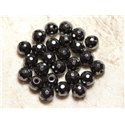 Fil 39cm 46pc env - Perles de Pierre - Hématite Boules Facettées 8mm 