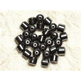 Hilo 39cm 46pc aprox - Cuentas de Piedra - Cilindros Hematites Barriles 8mm 