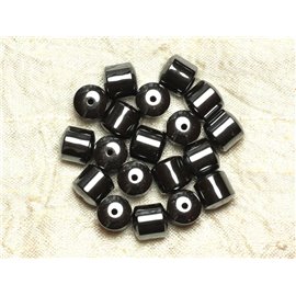 Thread 39cm 37pc approx - Stone Beads - Hematite Cylinders 10mm 