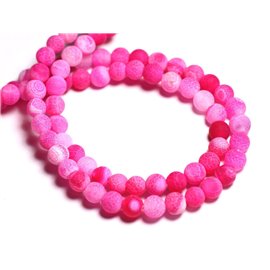 Thread 39cm approx 63pc - Stone Beads - Matte frosted pink agate Balls 6mm 