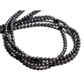 Thread 39cm 94pc approx - Stone Beads - Matte Hematite Faceted balls 4mm 