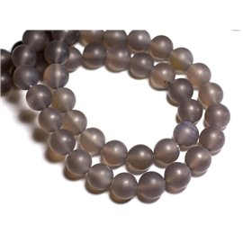 Thread 39cm 32pc approx - Stone beads - Gray agate Balls 12mm frosted matt 