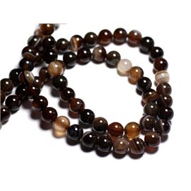 Thread 39cm 46pc approx - Stone Beads - Brown Agate Balls 8mm 