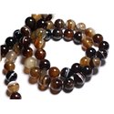 Fil 39cm 32pc env - Perles de Pierre - Agate Marron Boules 12mm 