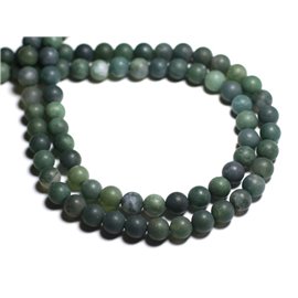 Thread 39cm 36pc approx - Stone beads - Matt frosted moss agate Balls 10mm 