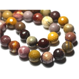 Gewinde ca. 39cm 31pc - Steinperlen - Mokaïte Jasper Facettierte Kugeln 12mm