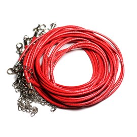 100pc - 2mm Waxed Cotton Necklaces Matte Red 