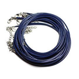 100pc - 2mm Waxed Cotton Necklaces Navy blue 