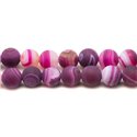 Fil 39cm 46pc env - Perles de Pierre - Agate Rose Fuchsia Mat Boules 8mm 