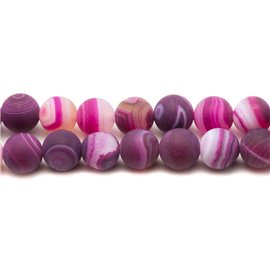 Hilo 39cm 46pc aprox - Cuentas de Piedra - Bolas de Ágata Rosa Fucsia Mate 8mm 