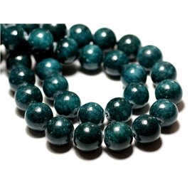 Thread 39cm approx 48pc - Stone Beads - Jade Balls 8mm Blue green Peacock 