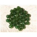 Fil 39cm 46pc env - Perles de Pierre - Jade Boules Facettées 8mm Vert Olive 