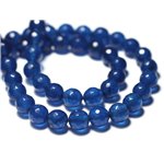 Fil 39cm 46pc env - Perles de Pierre - Jade Boules Facettées 8mm Bleu Nuit 