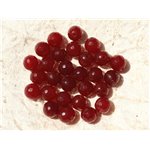 Fil 39cm 46pc env - Perles de Pierre - Jade Boules Facettées 8mm Rouge Bordeaux 