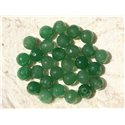 Fil 39cm 46pc env - Perles de Pierre - Jade Boules Facettées 8mm Vert Emeraude 