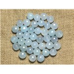 Fil 39cm 46pc env - Perles de Pierre - Jade Boules Facettées 8mm Bleu clair 