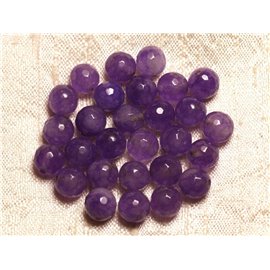 Hilo 39cm 46pc aprox - Cuentas de Piedra - Bolas Facetadas Jade 8mm Morado Malva 