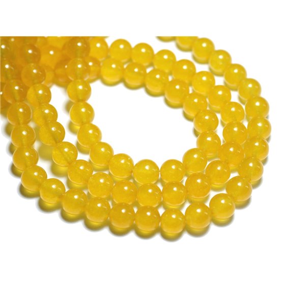 Fil 39cm 62pc env - Perles de Pierre - Jade Boules 6mm Jaune 