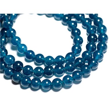 Fil 39cm 62pc env - Perles de Pierre - Jade Boules 6mm Bleu Vert Paon 