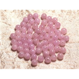 Fil 39cm 64pc environ - Perles Pierre - Jade Boules 6mm Rose mauve orchidée pastel