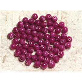 Fil 39cm 63pc env - Perles Pierre - Jade Boules 6mm Rose fuchsia rubis framboise